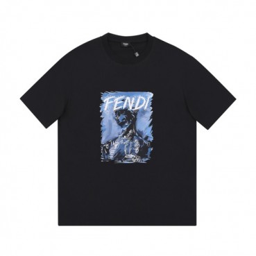 펜디 남성 블랙 크루넥 반팔티 - Mens Black Tshirts 