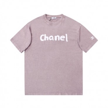 샤넬 남/녀 크루넥 핑크 반팔티 - Unisex Pink Tshirts 