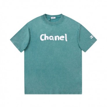 샤넬 남/녀 크루넥 블루 반팔티 - Unisex Blue Tshirts 