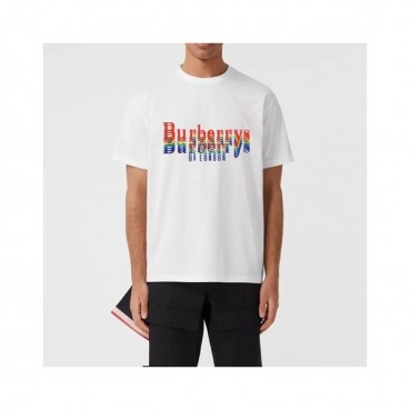 버버리 남성 화이트 크루넥 반팔티 - Mens White Tshirts 