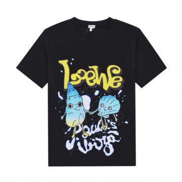 로에베 남성 이니셜 블랙 반팔티 - Mens Black Tshirts 