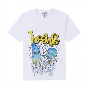 로에베 남성 이니셜 화이트 반팔티 - Mens White Tshirts 