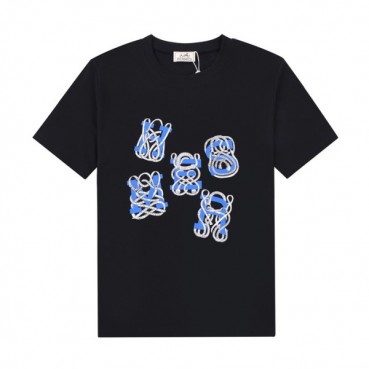 에르메스 남자 블랙 크루넥 반팔티 - Mens Black Tshirts 