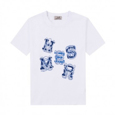 에르메스 남자 화이트 크루넥 반팔티 - Mens White Tshirts 
