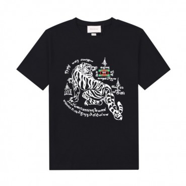 구찌 남성 블랙 크루넥 반팔티 - Mens Black Tshirts 