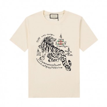 구찌 남성 아이보리 크루넥 반팔티 - Mens Ivory Tshirts 