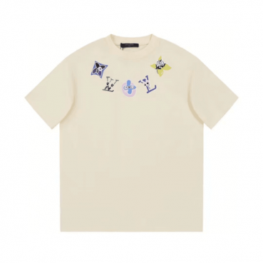 2023 루이비통 남성 아이보리 크루넥 반팔티 - Mens Ivory Tshirts 