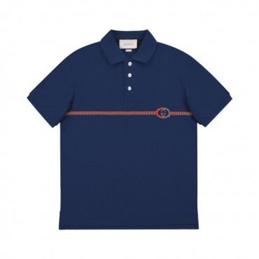 구찌 남성 네이비 폴로 반팔티 - Mens Navy Tshirts 