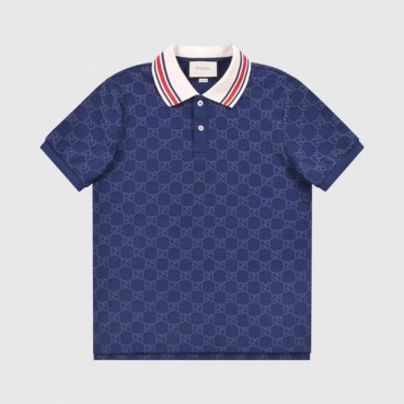 구찌 남성 네이비 폴로 반팔티 - Mens Navy Tshirts 