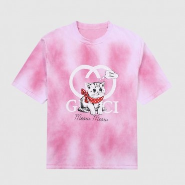구찌 여성 크루넥 핑크 반팔티 - Womens Pink Tshirts 