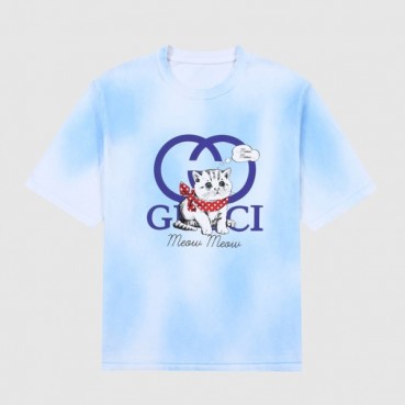 구찌 여성 크루넥 블루 반팔티 - Womens Blue Tshirts 