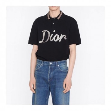 디올 남성 블랙 폴로 반팔티 - Mens Black Tshirts 