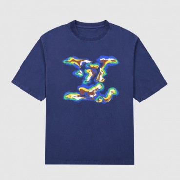 루이비통 남성 블루 크루넥 반팔티 - Mens Blue Tshirts 