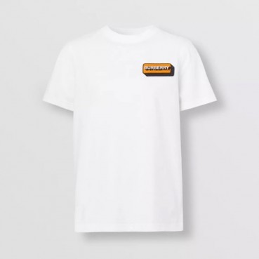 버버리 남성 화이트 크루넥 반팔티 - Mens White Tshirts 