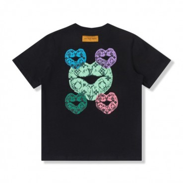 루이비통 남성 블랙 크루넥 반팔티 - Mens Black Tshirts 
