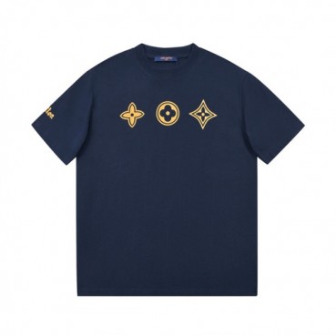 루이비통 남성 네이비 크루넥 반팔티 - Mens Navy Tshirts 