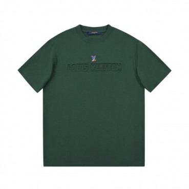 루이비통 남성 그린 크루넥 반팔티 - Mens Green Tshirts 