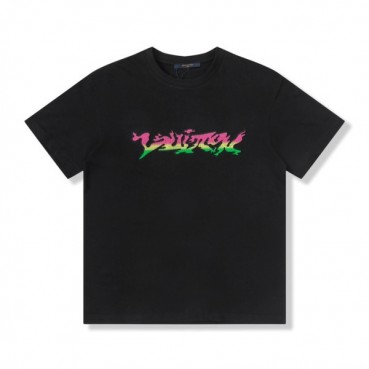 루이비통 남성 블랙 크루넥 반팔티 - Mens Black Tshirts 
