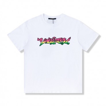 루이비통 남성 화이트 크루넥 반팔티 - Mens White Tshirts 