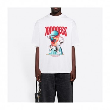 발렌시아가 남성 크루넥 화이트 반팔티 - Mens White Tshirts 