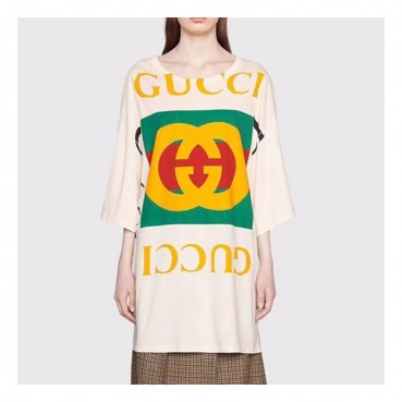 구찌 남/녀 크루넥 아이보리 반팔티 - Unisex Ivory Tshirts 
