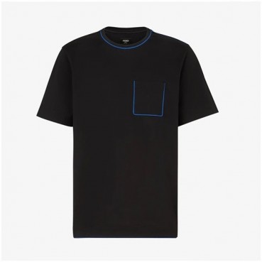 펜디 남성 블랙 크루넥 반팔티 - Mens Black Tshirts 