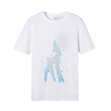 버버리 남성 화이트 크루넥 반팔티 - Mens White Tshirts 