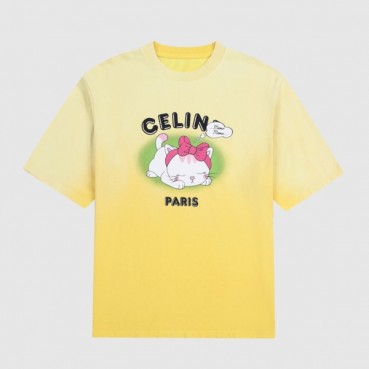 셀린느 여성 옐로우 반팔티 - Celine Womens Yellow Tshirts 