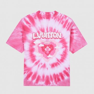 루이비통 남성 핑크 크루넥 반팔티 - Mens Pink Tshirts 