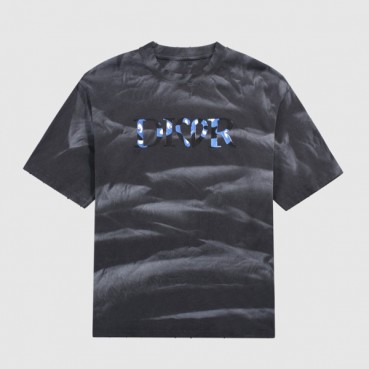 디올 남성 크루넥 블랙 반팔티 - Mens Black Tshirts 