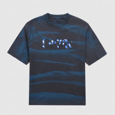 디올 남성 크루넥 블루 반팔티 - Mens Blue Tshirts 