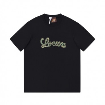 로에베 남성 이니셜 블랙 반팔티 - Mens Black Tshirts 