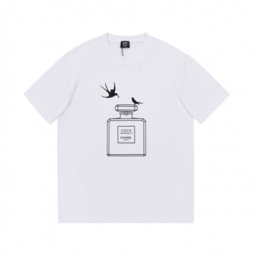샤넬 남/녀 크루넥 화이트 반팔티 - Unisex White Tshirts 