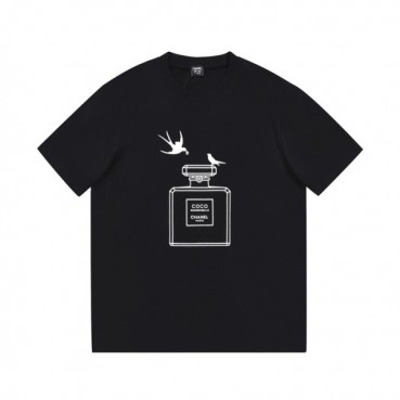 샤넬 남/녀 크루넥 블랙 반팔티 - Unisex Black Tshirts 