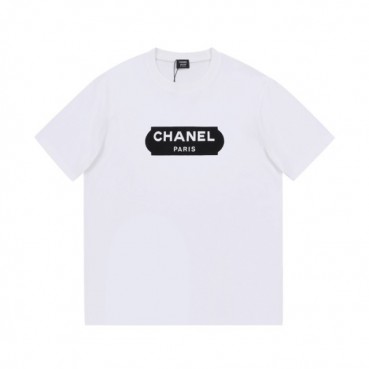 샤넬 남/녀 크루넥 화이트 반팔티 - Unisex White Tshirts 