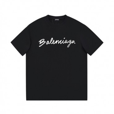 발렌시아가 남성 크루넥 블랙 반팔티 - Mens Black Tshirts 