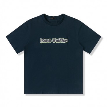 루이비통 남성 네이비 크루넥 반팔티 - Mens Navy Tshirts 