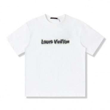 루이비통 남성 화이트 크루넥 반팔티 - Mens White Tshirts 