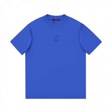 루이비통 남성 블루 크루넥 반팔티 - Mens Blue Tshirts 