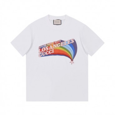 구찌 남/녀 크루넥 화이트 반팔티 - Unisex White Tshirts 