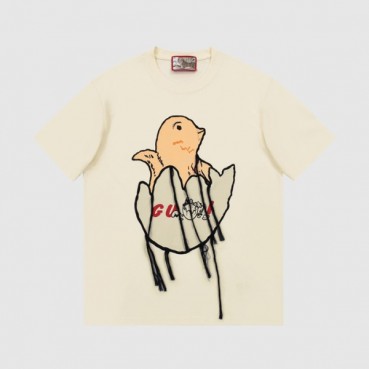 구찌 남/녀 크루넥 아이보리 반팔티 - Unisex Ivory Tshirts 