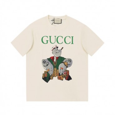 구찌 남/녀 크루넥 아이보리 반팔티 - Unisex Ivory Tshirts 