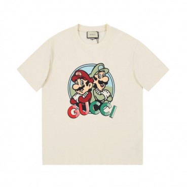 구찌 남/녀 크루넥 아이보리 반팔티 - Unisex Ivory Tshirts 