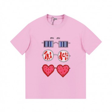 미우미우 여성 크루넥 핑크 반팔티 - Ladys Pink Tshirts 