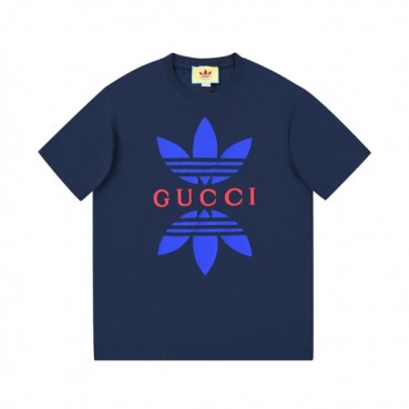 구찌 남/녀 크루넥 네이비 반팔티 - Unisex Navy Tshirts 