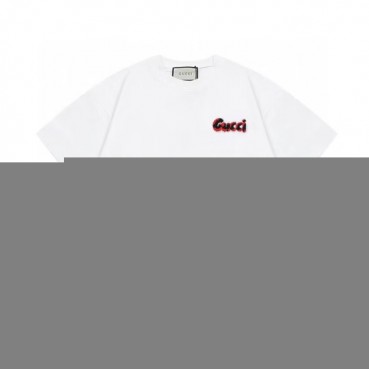 구찌 남/녀 크루넥 화이트 반팔티 - Unisex White Tshirts 