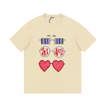 미우미우 여성 크루넥 아이보리 반팔티 - Ladys Ivory Tshirts 