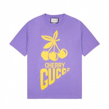 구찌 남/녀 크루넥 퍼플 반팔티 - Unisex Purple Tshirts 