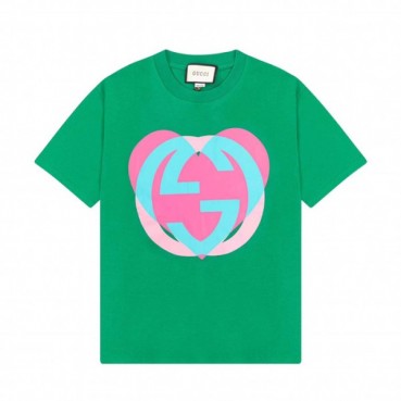 구찌 남/녀 크루넥 그린 반팔티 - Unisex Green Tshirts 