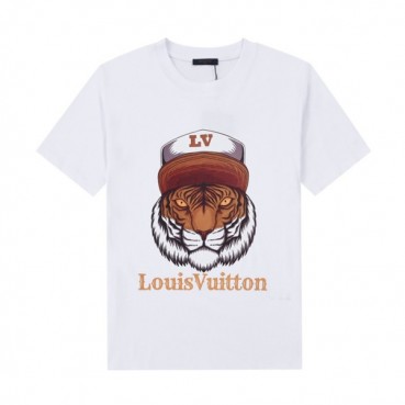 루이비통 남성 화이트 크루넥 반팔티 - Mens White Tshirts 